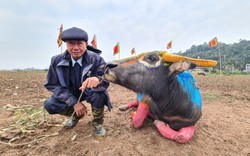 30 con trâu tốt, khỏe, bệ vệ được "ngắm" đi những đường cày đầu tiên ở Lễ hội Tịch điền Đọi Sơn năm 2024