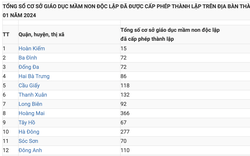 Hà Nội công khai danh sách 2.672 cơ sở mầm non được cấp phép: Nhiều nhất ở quận Hoàng Mai