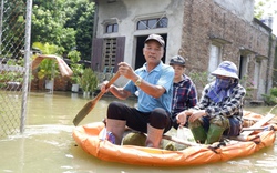 Rốn lũ Chương Mỹ: Phố thành sông, người Hà Nội di chuyển bằng thuyền, bất lực nhìn hoa màu ngập úng