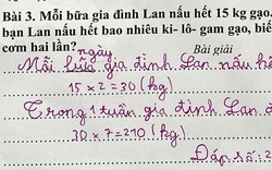 Bài toán tiểu học khiến phụ huynh hốt hoảng: "Mỗi bữa gia đình Lan nấu hết 15kg gạo"