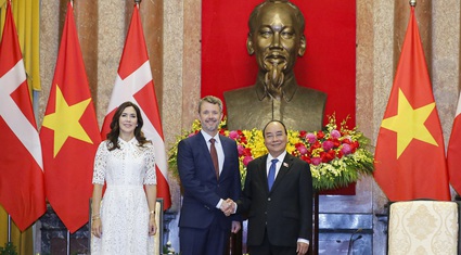 Hình ảnh Chủ tịch nước Nguyễn Xuân Phúc tiếp Thái tử kế vị Đan Mạch Frederik