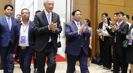 Thủ tướng Phạm Minh Chính và Thủ tướng Lý Hiển Long dự hội nghị thúc đẩy các dự án hợp tác Việt Nam-Singapore