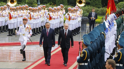 Hình ảnh Chủ tịch nước Tô Lâm chủ trì Lễ đón cấp Nhà nước Tổng thống Nga Putin tại Hà Nội
