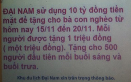 Công an vào cuộc vụ mạo danh ông Dũng &#34;lò vôi&#34; hứa tặng du khách 10 tỷ đồng