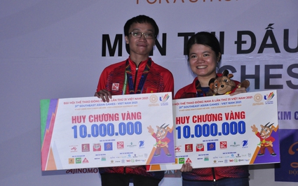 Hy hữu tại SEA Games 31: Vợ chồng kỳ thủ Trường Sơn - Thảo Nguyên cùng đoạt "Vàng" 