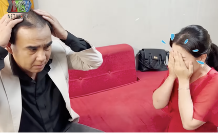 Quyền Linh bàng hoàng khi bị Ngọc Lan cạo tóc ngay trước giờ lên sóng