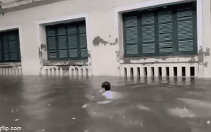 Clip NÓNG 24h: Choáng với cảnh nam sinh bơi giữa sân trường ở Hà Nội