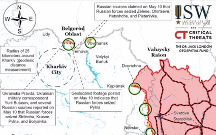 Bản đồ chiến tranh Kharkov tiết lộ những bước tiến đáng kể của Nga khiến Ukraine hoang mang
