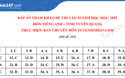 Đề thi môn Tiếng Anh vào lớp 10 năm 2024 của Tuyên Quang có gợi ý đáp án