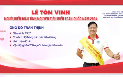 44 lần hiến máu tình nguyện, Chủ tịch Hội Nông dân tỉnh Kiên Giang được tôn vinh 