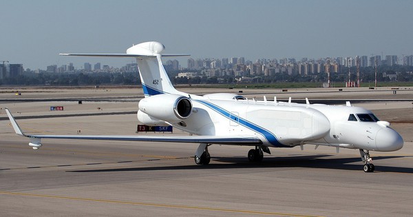 A close-up of the Gulf’s most modern spy plane taking off for the first ...