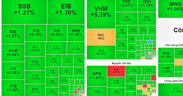 VN-Index bật tăng gần 20 điểm, tiến sát mốc 1.260 điểm