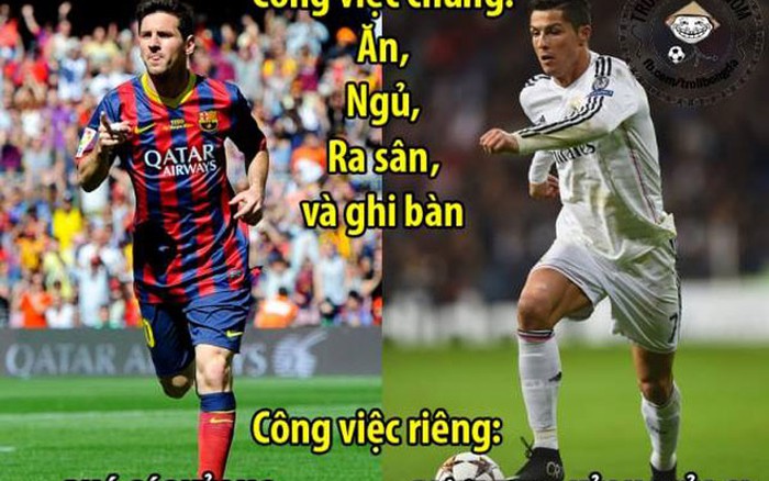 Messi và Ronaldo là hai cầu thủ bóng đá vĩ đại nhất mọi thời đại. Nhưng bạn có biết rằng họ cũng được khen ngợi bởi sự hài hước của mình? Xem những bức ảnh chế của cả hai trên mạng và bạn sẽ hiểu tại sao! Cười nắc nẻ với những câu trả lời siêu hài hước của những cầu thủ bóng đá hàng đầu này.