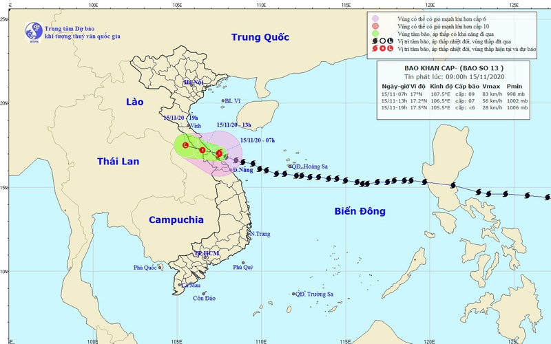 Tin mới nhất về bão số 13: Bão tiến thẳng Quảng Bình-Thừa Thiên Huế, Trung Trung Bộ đang mưa to