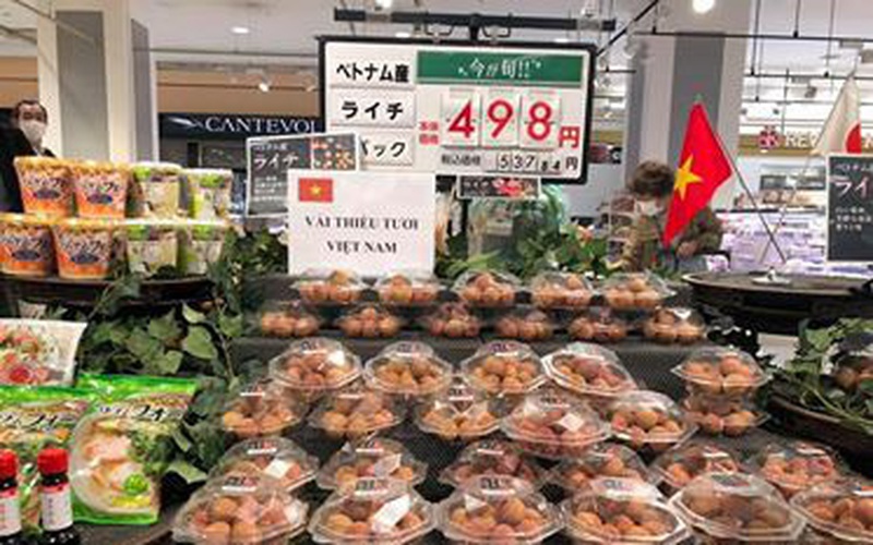 Cận cảnh vải thiều Việt Nam lên kệ siêu thị Nhật Bản  120.000 đồng/10 quả