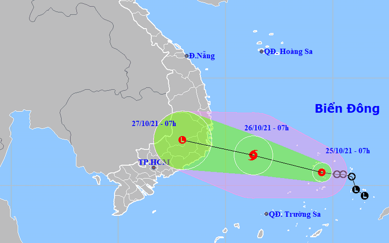 Hướng đi của áp thấp nhiệt đới: Áp thấp nhiệt đới có khả năng mạnh lên thành bão, hướng Bình Định đến Bình Thuận