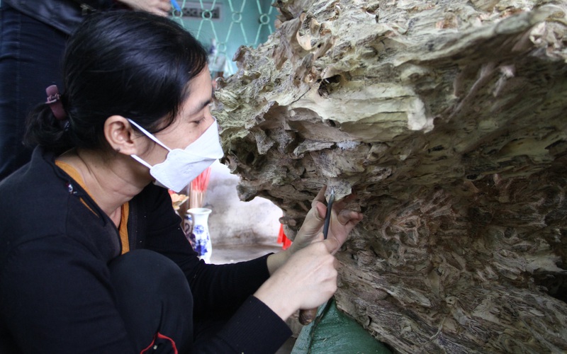 Chùm ảnh: Độc đáo nghề soi gỗ ra thứ trầm hương hảo hạng ở Khánh Hòa