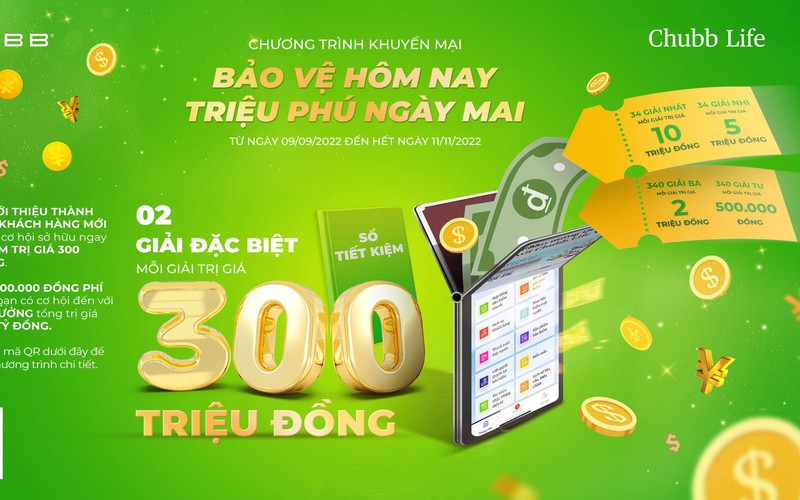 Tham gia bảo hiểm nhân thọ cùng Chubb Life Việt Nam, cơ hội sở hữu sổ tiết kiệm 300 triệu đồng