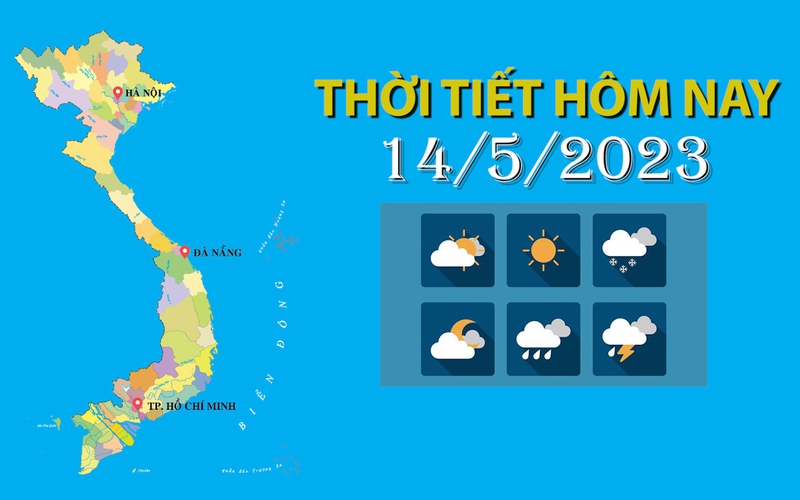 Thời tiết hôm nay 14/5/2023: Bắc Bộ có mưa vài nơi, Trung Bộ trời nắng
