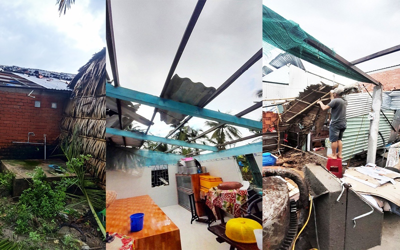 Một cơn lốc xoáy cuốn qua khiến 46 căn nhà ở Vĩnh Long tốc hết mái